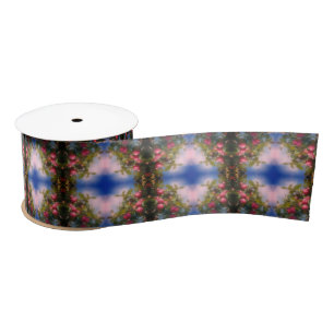 Red Apples On Tree Painting Abstract Pattern Satin Ribbon