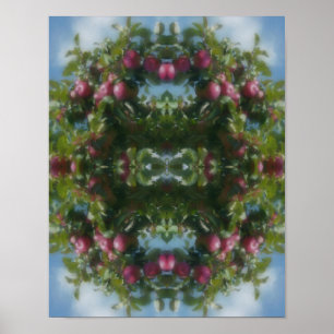 Red Apples On Tree Painting Abstract  Poster