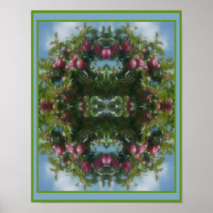 Red Apples On Tree Painting Abstract  Poster