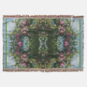 Red Apples On Tree Painting Abstract Throw Blanket