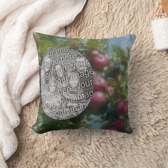 Red Apples On Tree Painting Add Your Photo Cushion (Blanket)