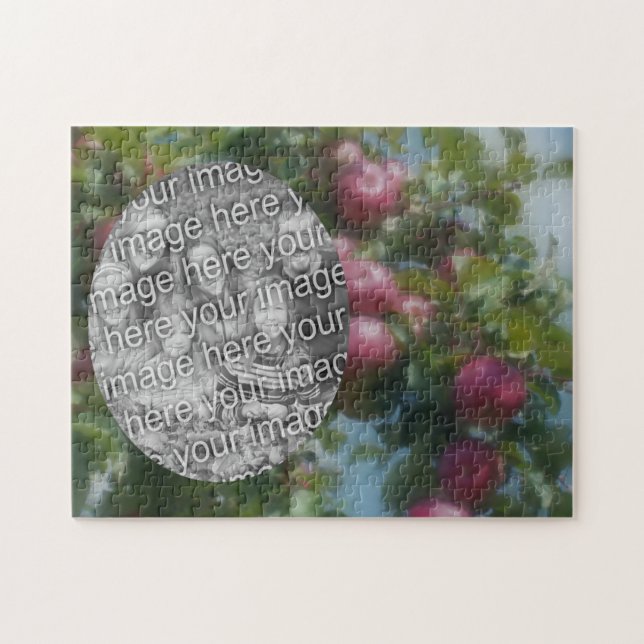 Red Apples On Tree Painting Add Your Photo Jigsaw Puzzle (Horizontal)