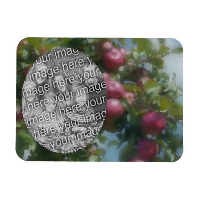 Red Apples On Tree Painting Add Your Photo Magnet (Horizontal)