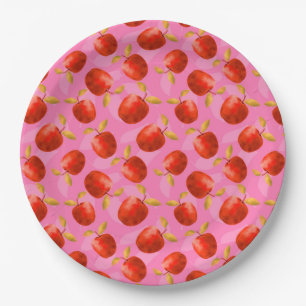 Red apples paper plate