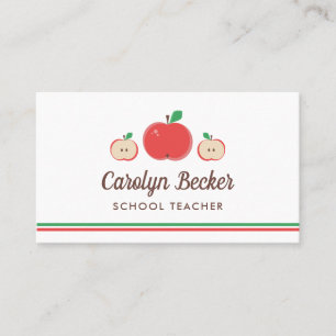 Red Apples School Teacher Business Card