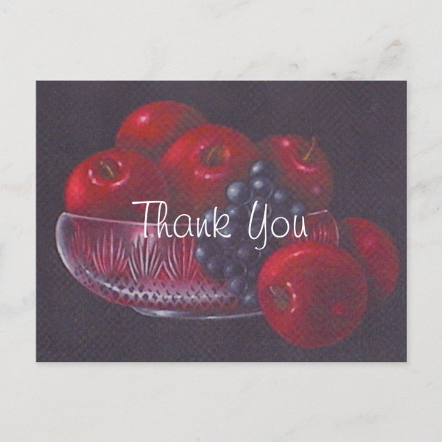 Red Apples Still Life Oil Painting Thank You Postcard (Front)