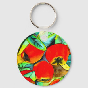 Red Apples watercolor original art painting Key Ring