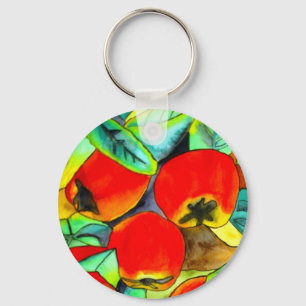 Red Apples watercolor original art painting Key Ring