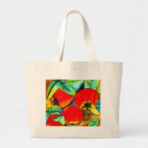Red Apples watercolor original art painting Large Tote Bag