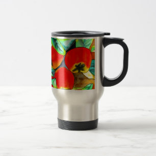 Red Apples watercolor original art painting Travel Mug
