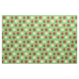 Red Apples, Whole and Sliced on Green Fabric