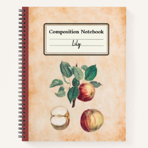 Red Apples With Leaves Personalised Composition Notebook