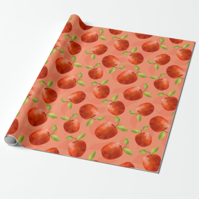Red apples wrapping paper (Unrolled)