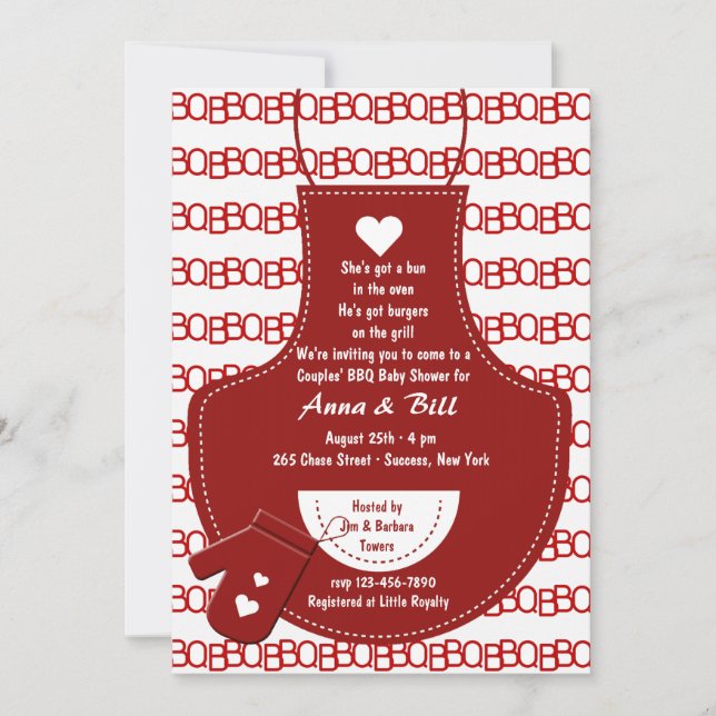 Red Apron BBQ Baby Shower Invitation (Front)
