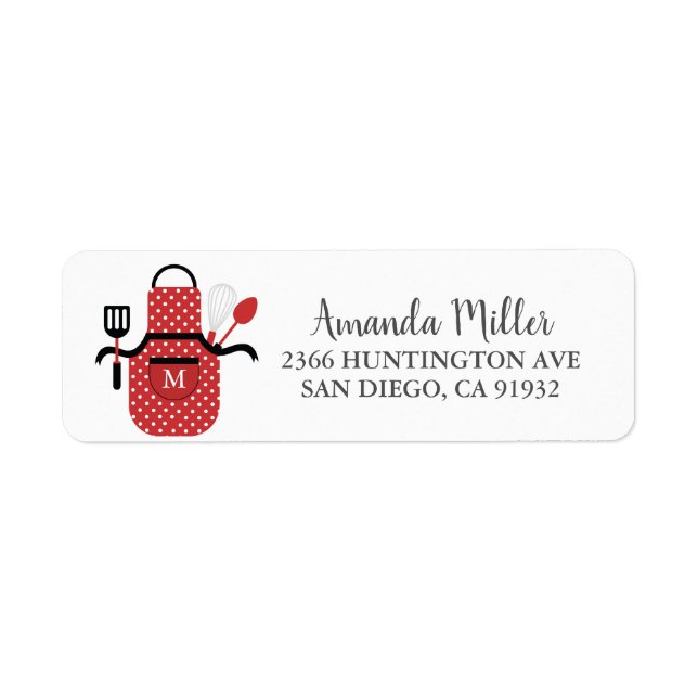 Red Apron Kitchen Return Address Label (Front)