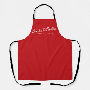 Red Apron with Santa Fe Foodies logo