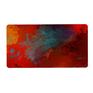 Red, Aqua & Gold Grunge Digital Abstract Art