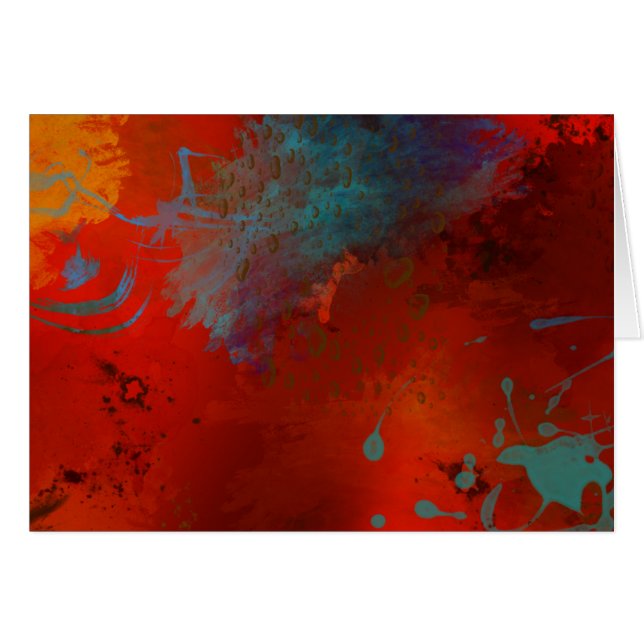 Red, Aqua & Gold Grunge Digital Abstract Art (Front Horizontal)