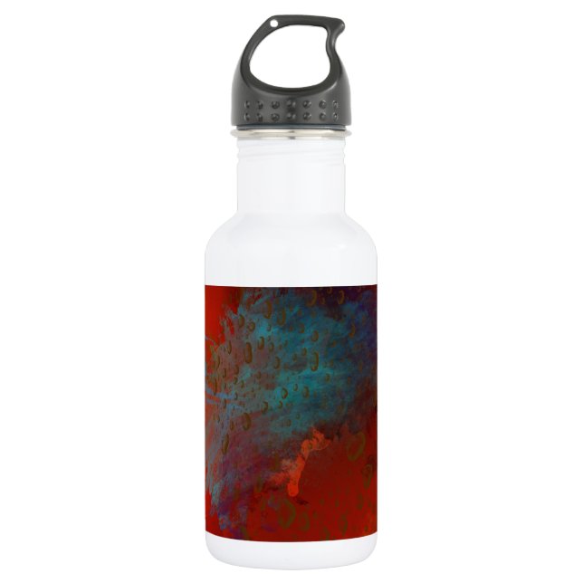 Red, Aqua & Gold Grunge Digital Abstract Art 532 Ml Water Bottle (Front)
