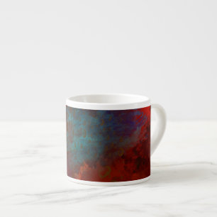 Red, Aqua & Gold Grunge Digital Abstract Art Espresso Cup