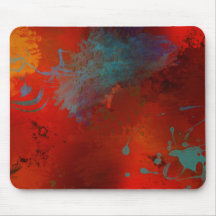 Red, Aqua & Gold Grunge Digital Abstract Art
