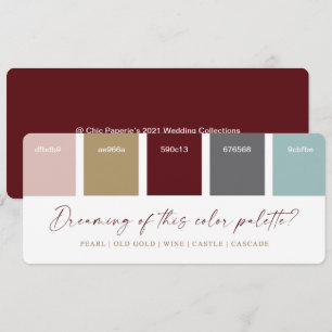 Red Aqua & Gold Holiday Wedding Colour Palette Car Invitation