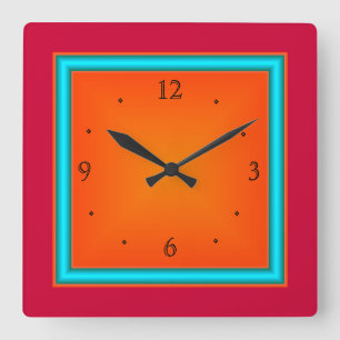 Red/Aqua/Orange>Wall Clock