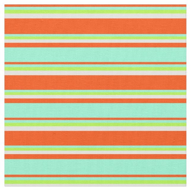 Red, Aquamarine, Light Green, and Light Yellow Fabric (Close Up)