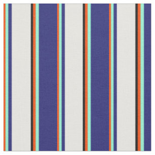 Red, Aquamarine, Midnight Blue, White, and Black Fabric