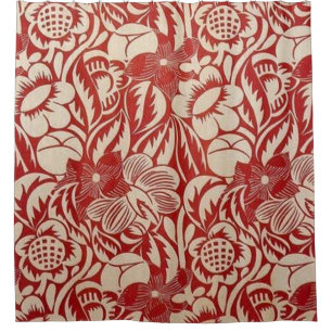 Red Arabesque Design Shower Curtain