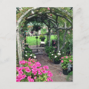 Red Arch and flowers, Victoria, British Columbia, Postcard