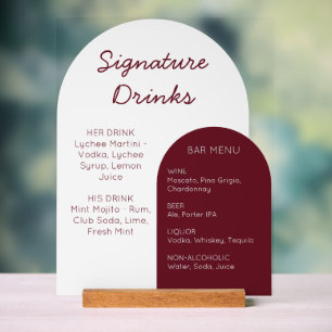 Red Arch Wedding Bar Sign Custom Acrylic Display