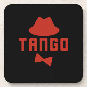 Red Argentine Tango Fedora Bow Tie Dancer Coaster