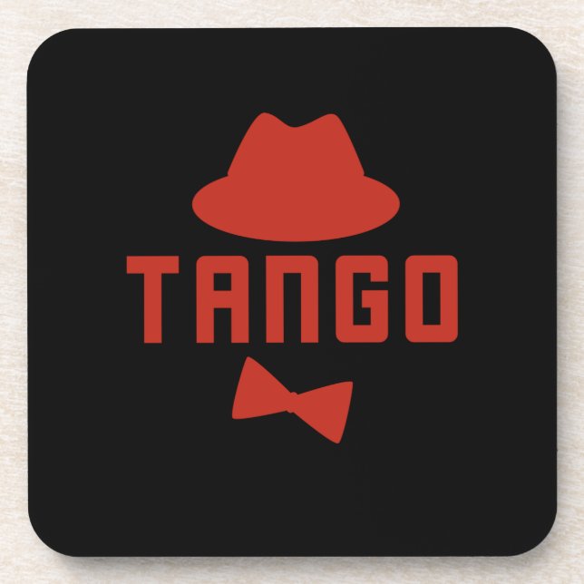 Red Argentine Tango Fedora Bow Tie Dancer Coaster (Front)