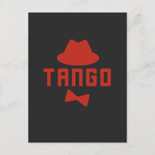 Red Argentine Tango Fedora Hat and Bowtie Postcard
