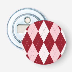 Red Argyle Crimson Pink Small Diamond Shape Bottle Opener