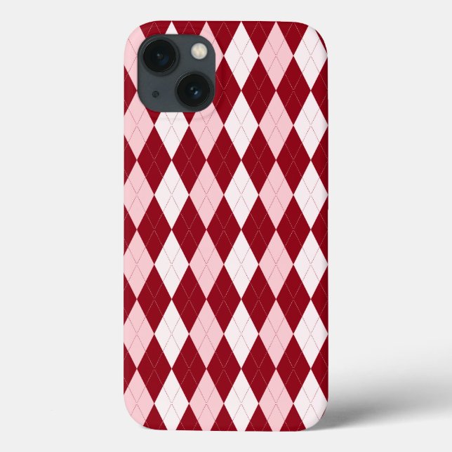 Red Argyle Crimson Pink Small Diamond Shape Case-Mate iPhone Case (Back)