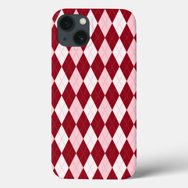 Red Argyle Crimson Pink Small Diamond Shape Case-Mate iPhone Case (Back)