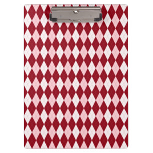 Red Argyle Crimson Pink Small Diamond Shape Clipboard