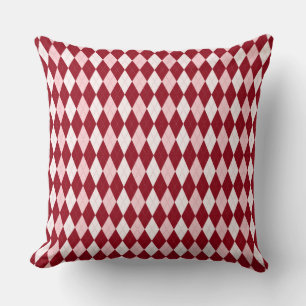 Red Argyle Crimson Pink Small Diamond Shape Cushion