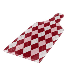Red Argyle Crimson Pink Small Diamond Shape Cutting Board