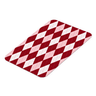 Red Argyle Crimson Pink Small Diamond Shape Magnet