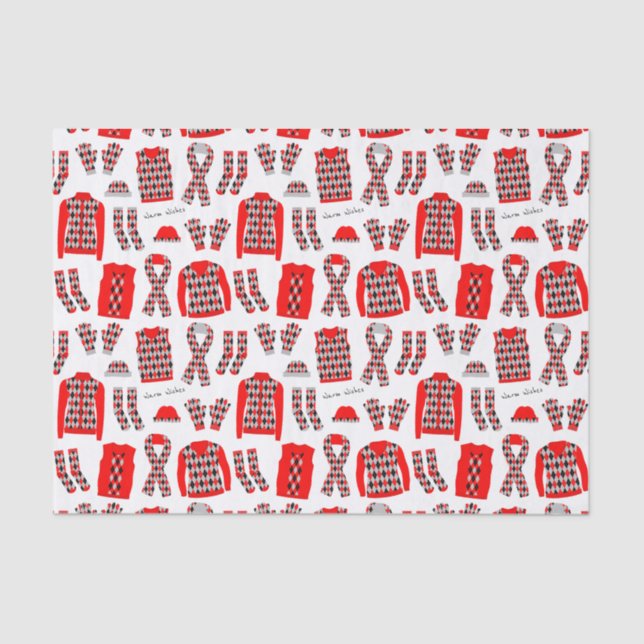 Red Argyle Pattern Items Tissue Paper (Front)