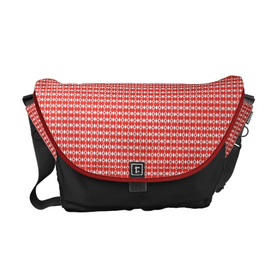Red Argyle Print Messenger Bag