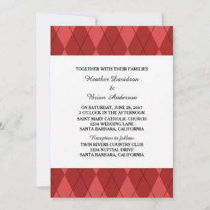 Red Argyle Wedding Invite