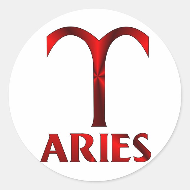 Red Aries Horoscope Symbol Classic Round Sticker (Front)