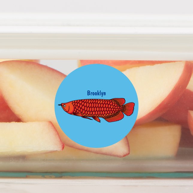 Red Arowana fish cartoon illustration (Affixed)