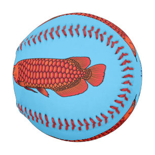 Red Arowana fish cartoon illustration Baseball