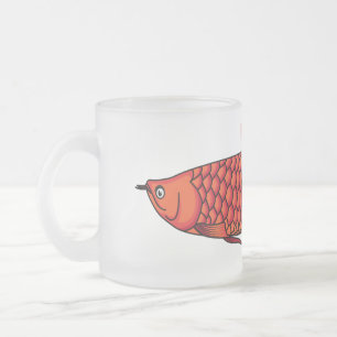Red Arowana fish cartoon illustration Frosted Glass Coffee Mug
