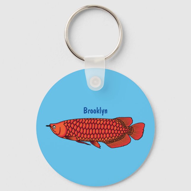 Red Arowana fish cartoon illustration Key Ring (Front)